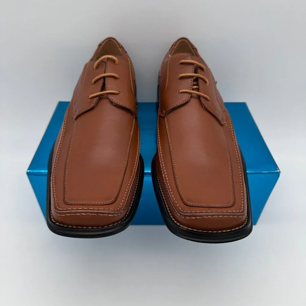NWOT Masimo NY ‎ Men's Faux Leather Lace Oxford Dress Shoes, Size 13, Saddle Tan